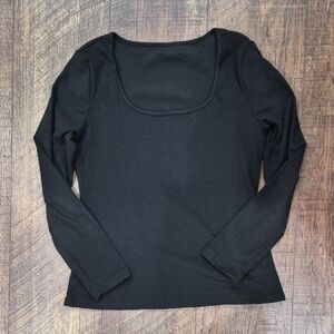Women's Classic Black Long Sleeved Shirt Size XL Brushed Feel